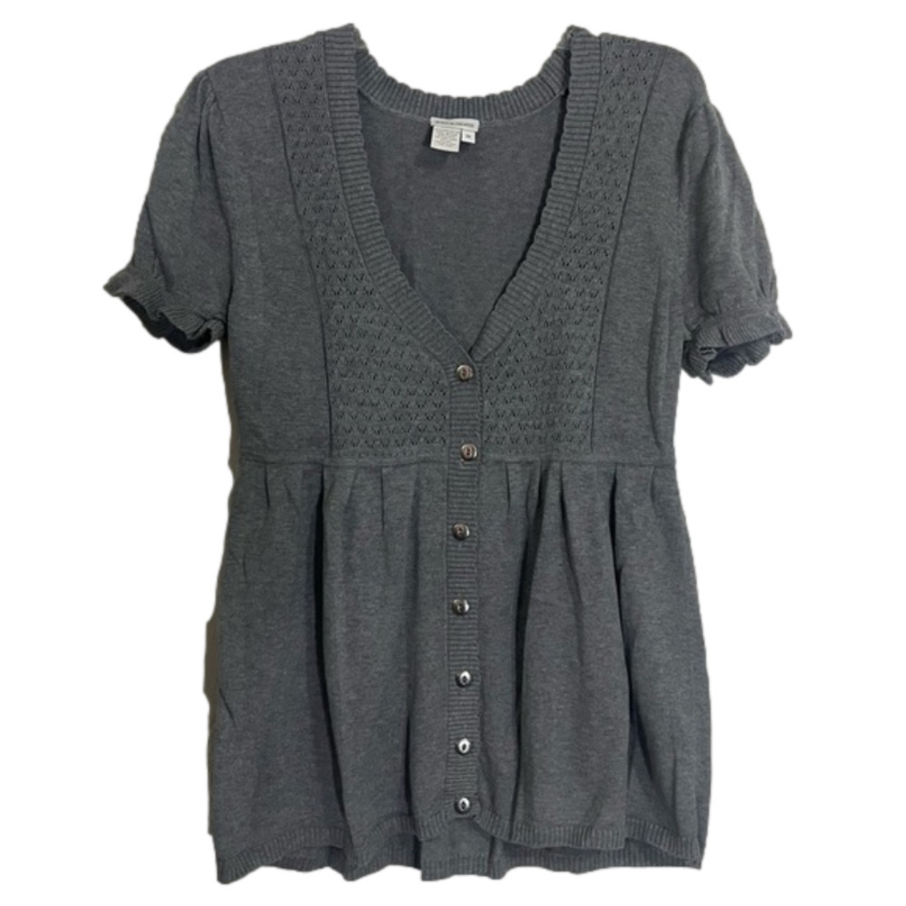 𝅺boston Proper Gray Short Sleeve Cardigan Size M‎